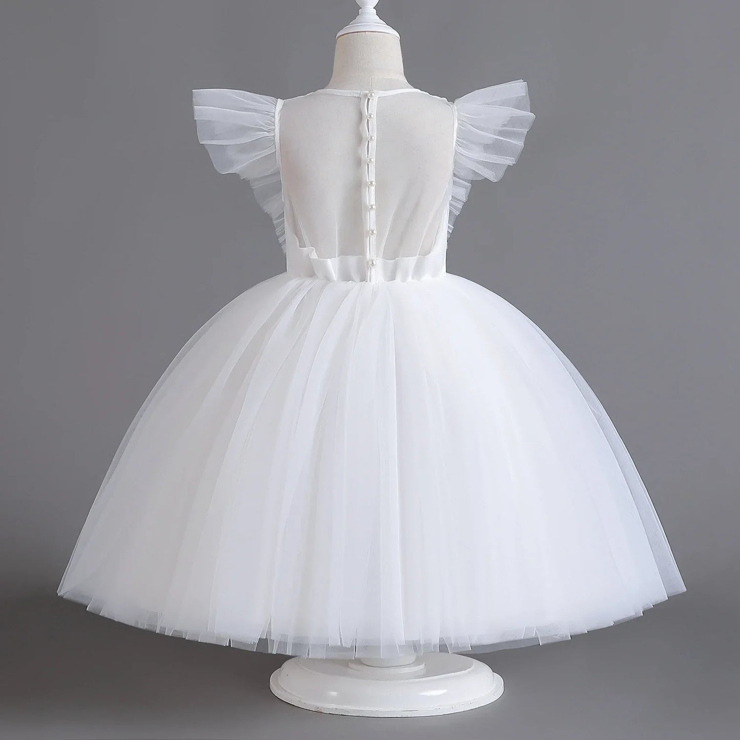 Elegant Girl Fluffy Dress Flower Baby Wedding Ceremony Costume Birthday Outfits White 1st Communion Tutu Gown Kids Gala Clothes