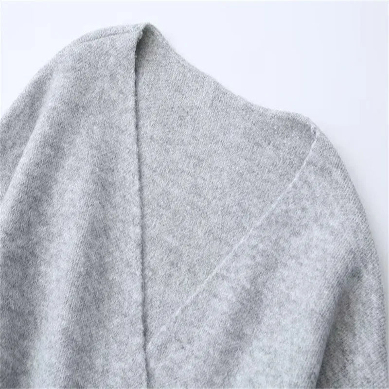 Women Solid Color Lace-up Knitted Sweater Jacket Female Cardigan with Belt Autumn and Winter Woolen Simple Cardigan Sweater