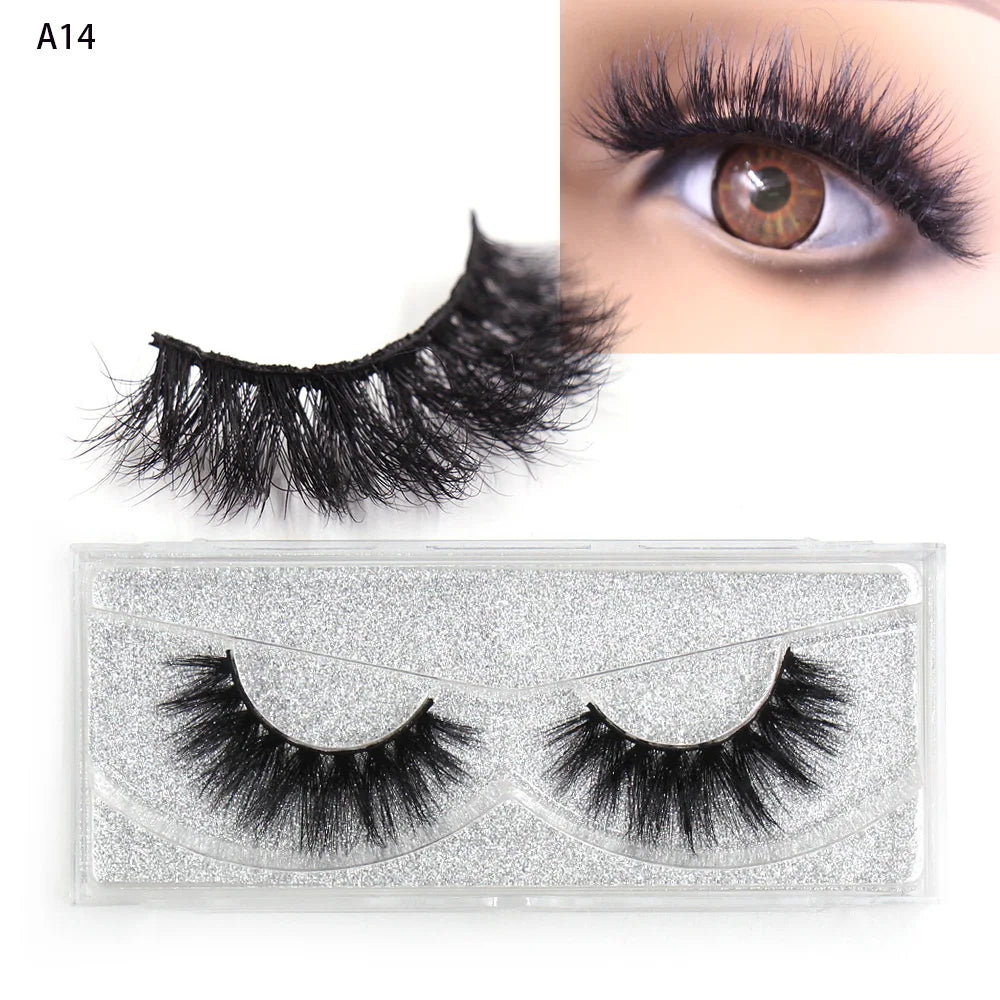 LEHUAMAO False Eyelashes Mink Lashes Natural Thick False Eyelashes Extension Wispy Soft Lashes Makeup Tools D22 1Pair-A14