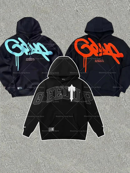 New Y2k Lettering Embroidered Harajuku Men Clothing Casual Women Sweatshirt Streetwear Punk Trendy Couple Tops Oversized Hoodies