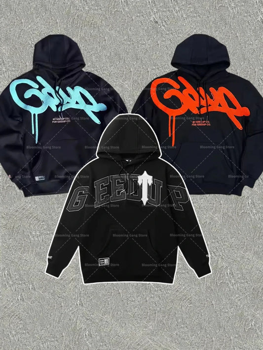 New Y2k Lettering Embroidered Harajuku Men Clothing Casual Women Sweatshirt Streetwear Punk Trendy Couple Tops Oversized Hoodies