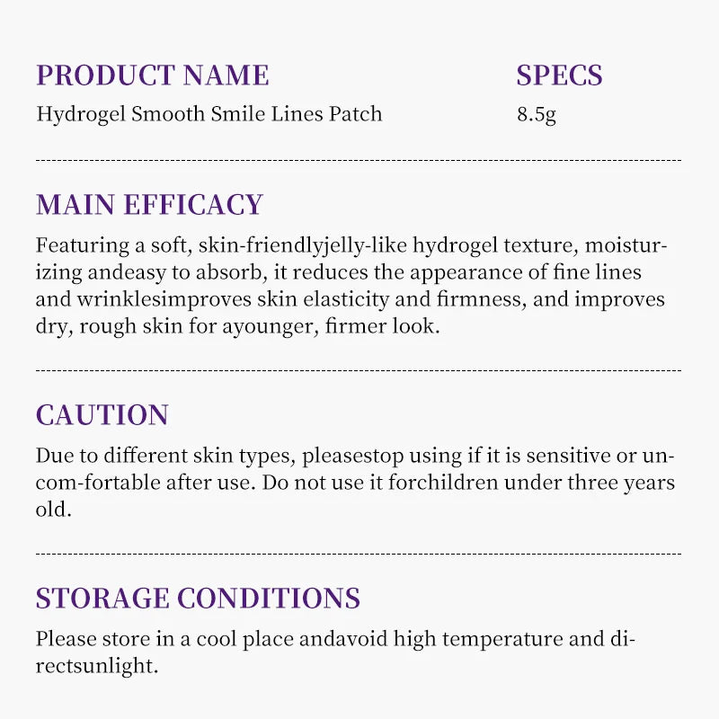 Hydrogel Smile Lines Patch Reduce Fne Lines Lifting Sagging Improve Dry Rough Smooth Enhance Skin Elasticity Moisturizing Care