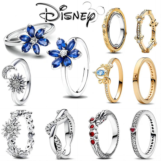 2024 Disney Mickey Sparkling Eternity Dragon Crown Women's ring wedding vintage Accessories Fit Pandora 925 Original Bracelets