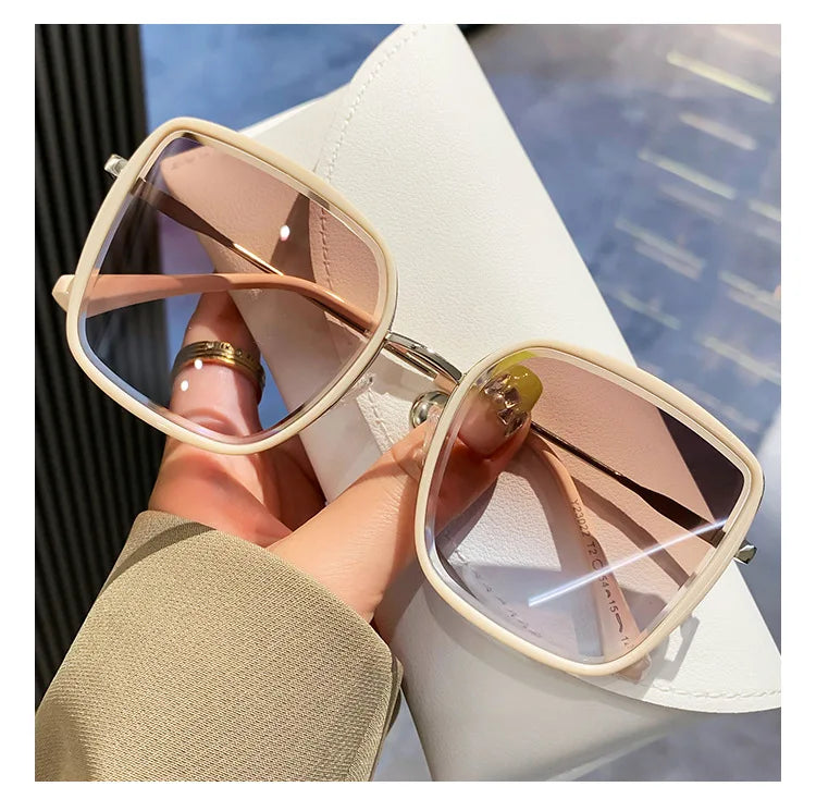 Fashion Square Sunglasses Women New Retro Decoration Glasses Men Leopard Blue Sun Glasses Gradient Shades UV400 Eyewear