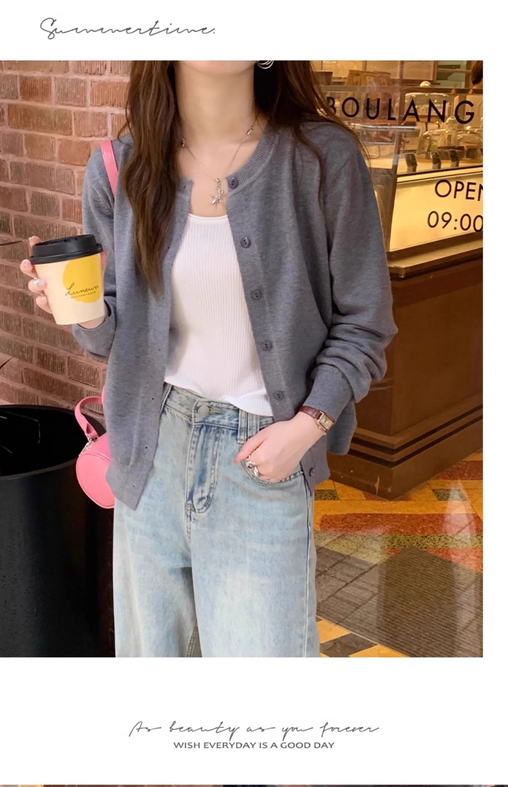 New 2025 Spring Summer Knit Cardigan O-Neck Solid Color Fashion High-Grade Comfortable Slim Casual Knitwear Tops