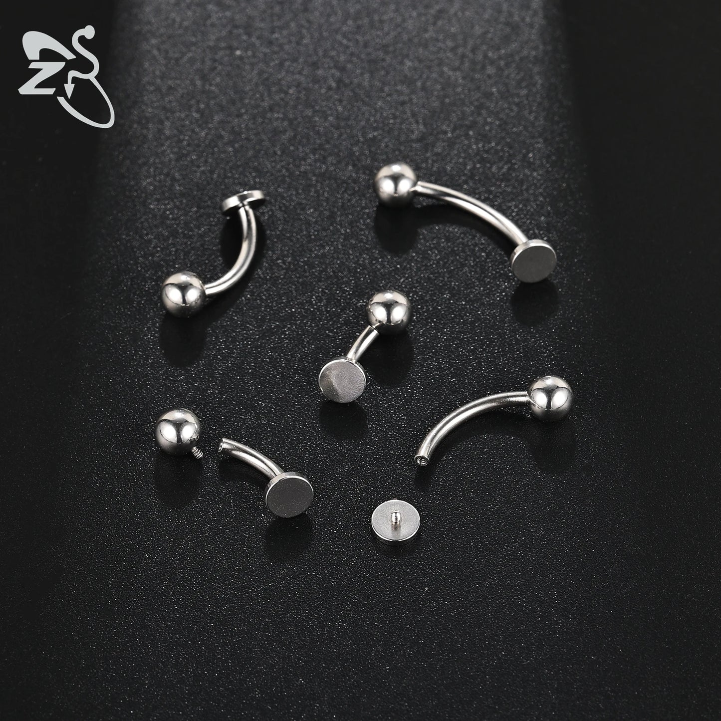 ZS 1 Piece Internal Thread Stainless Steel Belly Button Ring Floating Navel Piercings 14G Curved Umbilical Ring Jewelry 6MM-14MM Badiee Stylez