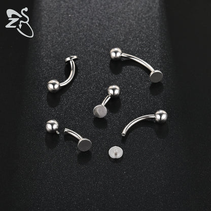 ZS 1 Piece Internal Thread Stainless Steel Belly Button Ring Floating Navel Piercings 14G Curved Umbilical Ring Jewelry 6MM-14MM Badiee Stylez