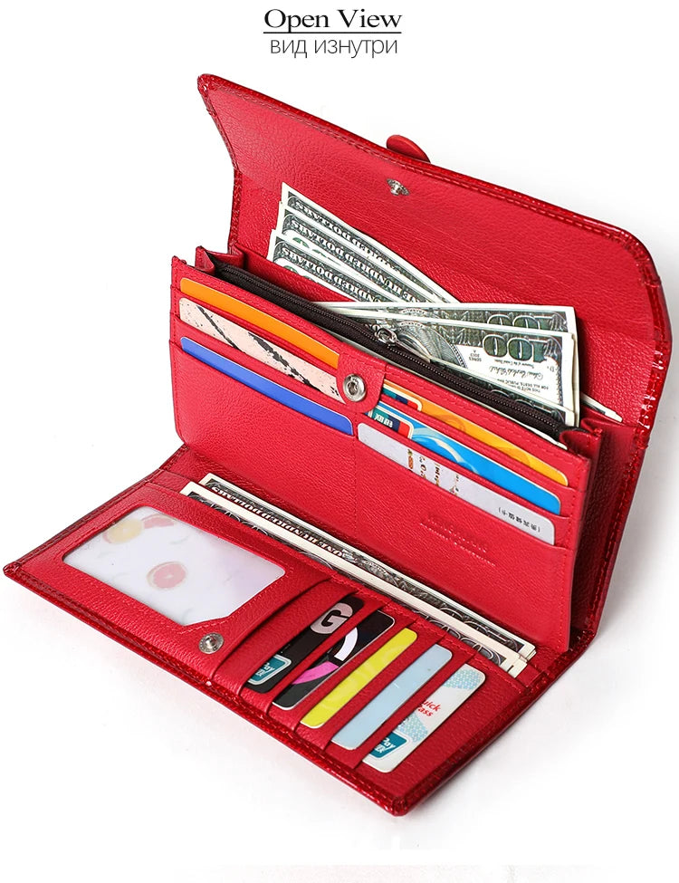 Free Gift Women Leather Wallet Long Ladies 3 Folders Clutch Money Bag Design Purse Fashion AE605-25