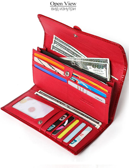 Free Gift Women Leather Wallet Long Ladies 3 Folders Clutch Money Bag Design Purse Fashion AE605-25