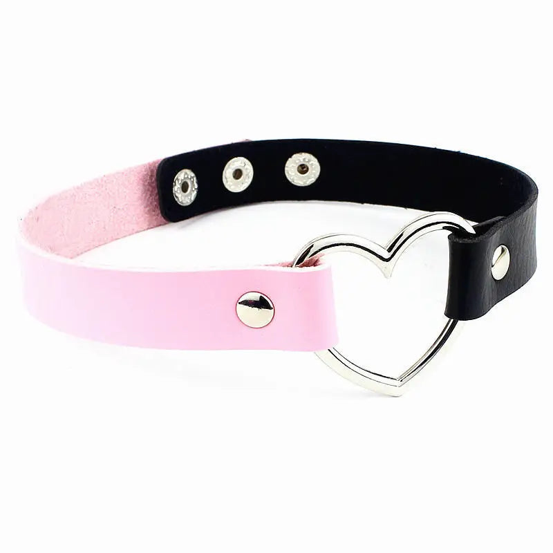 Harajuku Punk Rock Gothic Choker Necklace Women Sexy PU Leather Heart Lock Key Spike Collar Chocker Gothic Cosplay Accessories Badiee Stylez