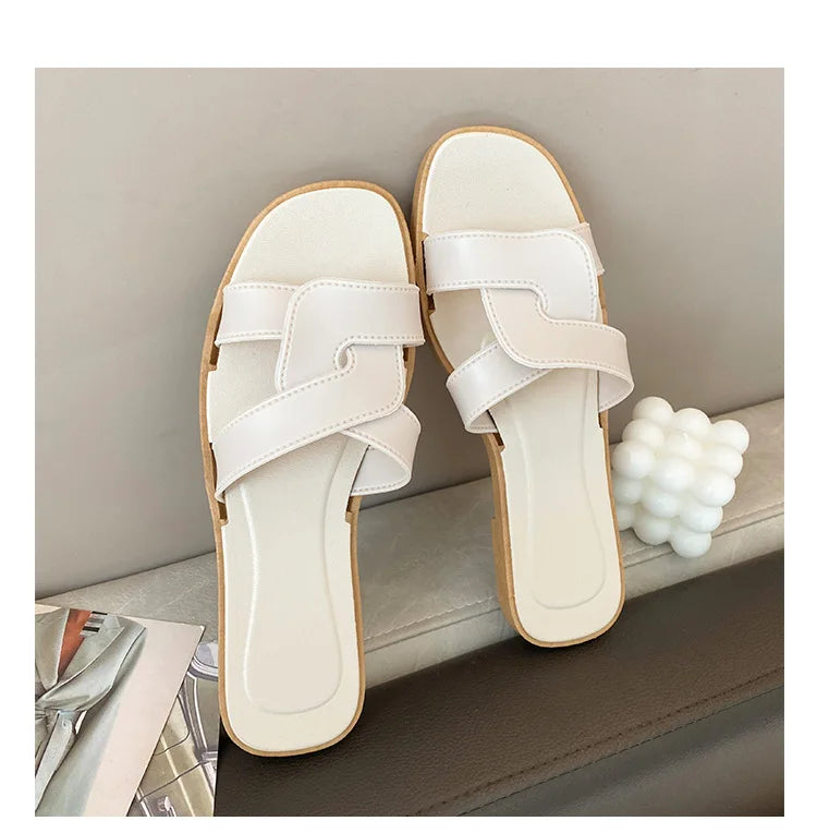 Women's Summer Slides Sandals - Cross Band Design, Ultra Soft Anti-Slip Sole, Lightweight House Slippers for Women, Beach Walkin