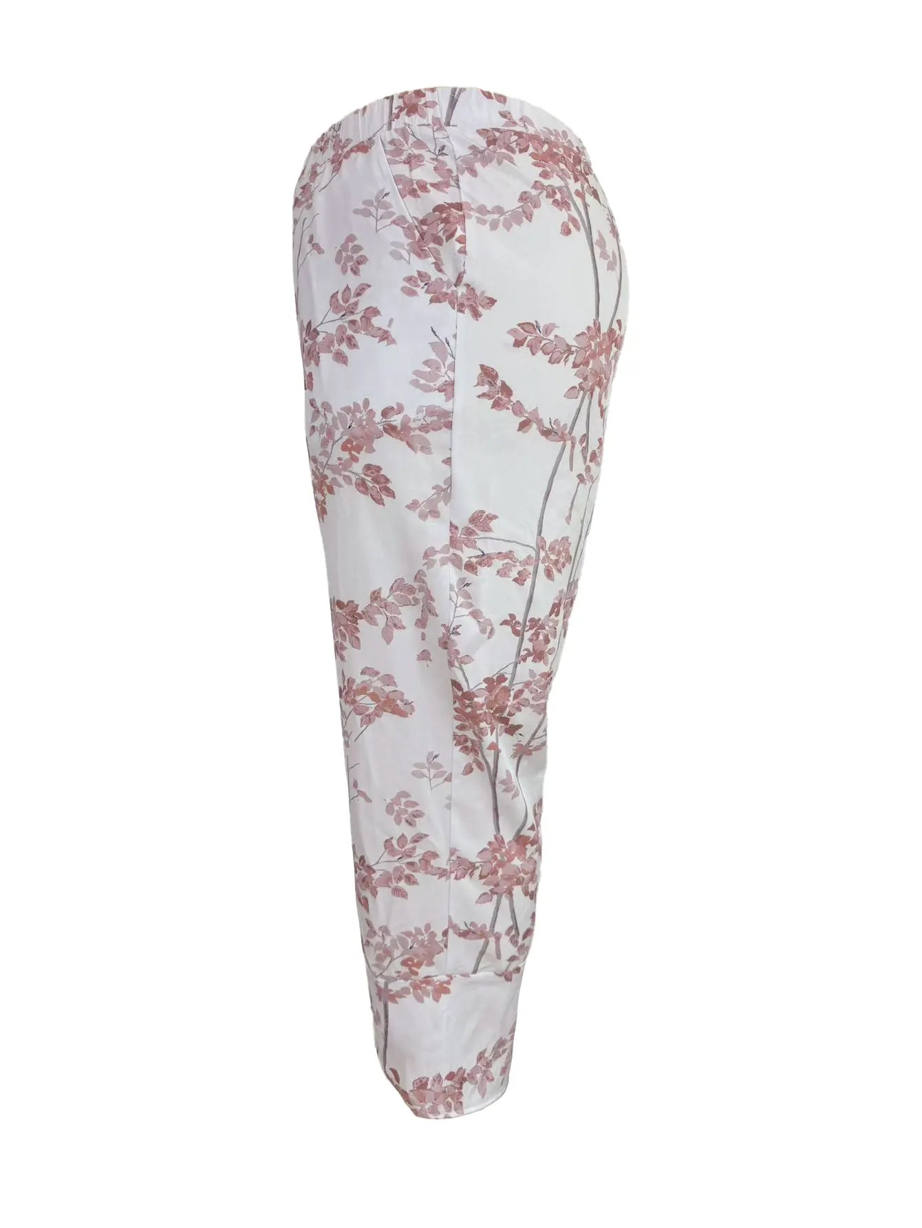 Womens Plus Size Casual Summer Pants Straight Leg Floral Print with Pockets Machine Washable Non Stretch Fabric for Casual Wear