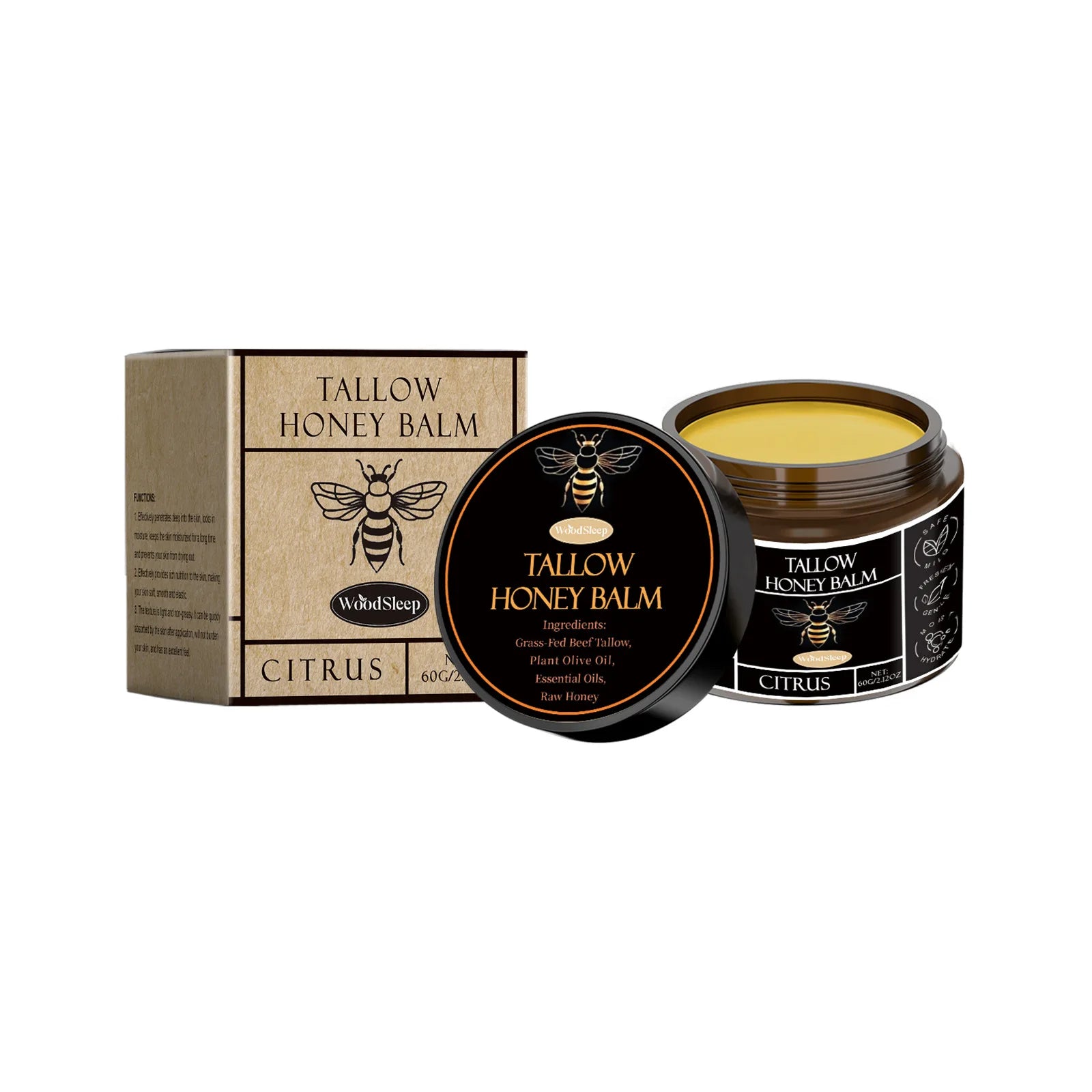 Tallow Honey Facial Balm Reduce Redness Repair Soothing Nourishing Moisturizer Improve Dryness Rough Oil Control Beauty Products 60g boxed
