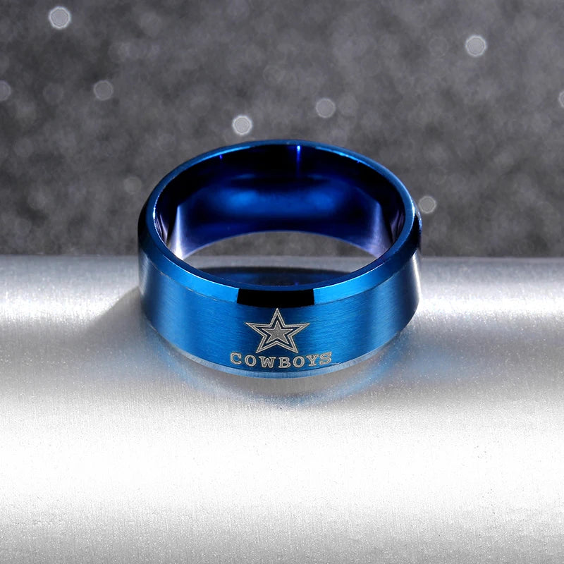 MOREDEAR 8mm Black Titanium Ring Dallas Cowboys For Men and Women