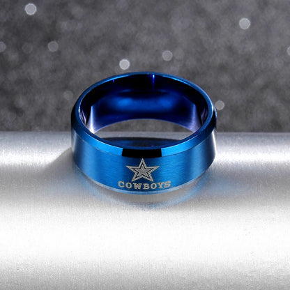 MOREDEAR 8mm Black Titanium Ring Dallas Cowboys For Men and Women