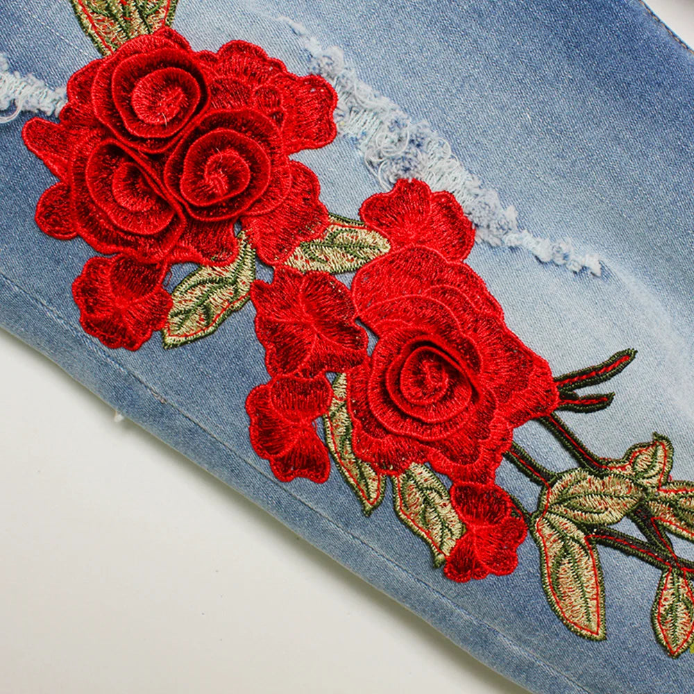 Sexy Embroidery fashion streetwear women mom jeans woman jean stacked pants boyfriend baggy jeans vintage clothes denim trousers