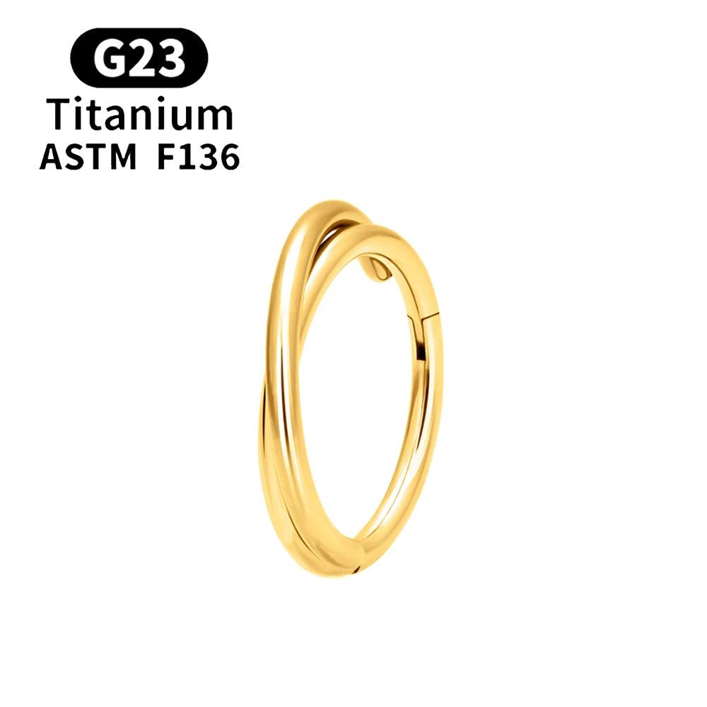F136 G23 Titanium Nose Ring 16G Hinged Segment CZ Septum Clicke Daith Earrings Hoops Ear Cartilage Tragus Helix Piercing Jewelry Gold Color 1 CHINA