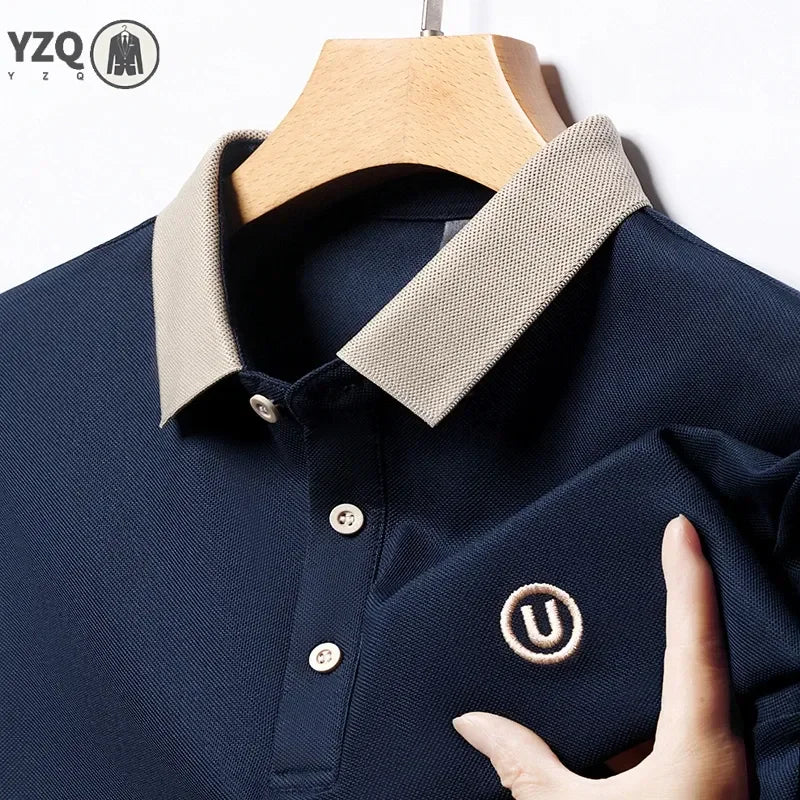 2024 Men's New Embroidered Cotton Business Leisure Short Sleeved POLO Shirt Fashion Short Sleeved Comfortable and Breathable Top