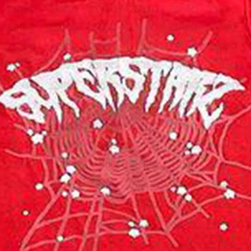 BIG PROMOTION Y2K European and American Autumn/Winter Men's Hip Hop Street Spider Web Letter Printed Loose Hooded Sweater