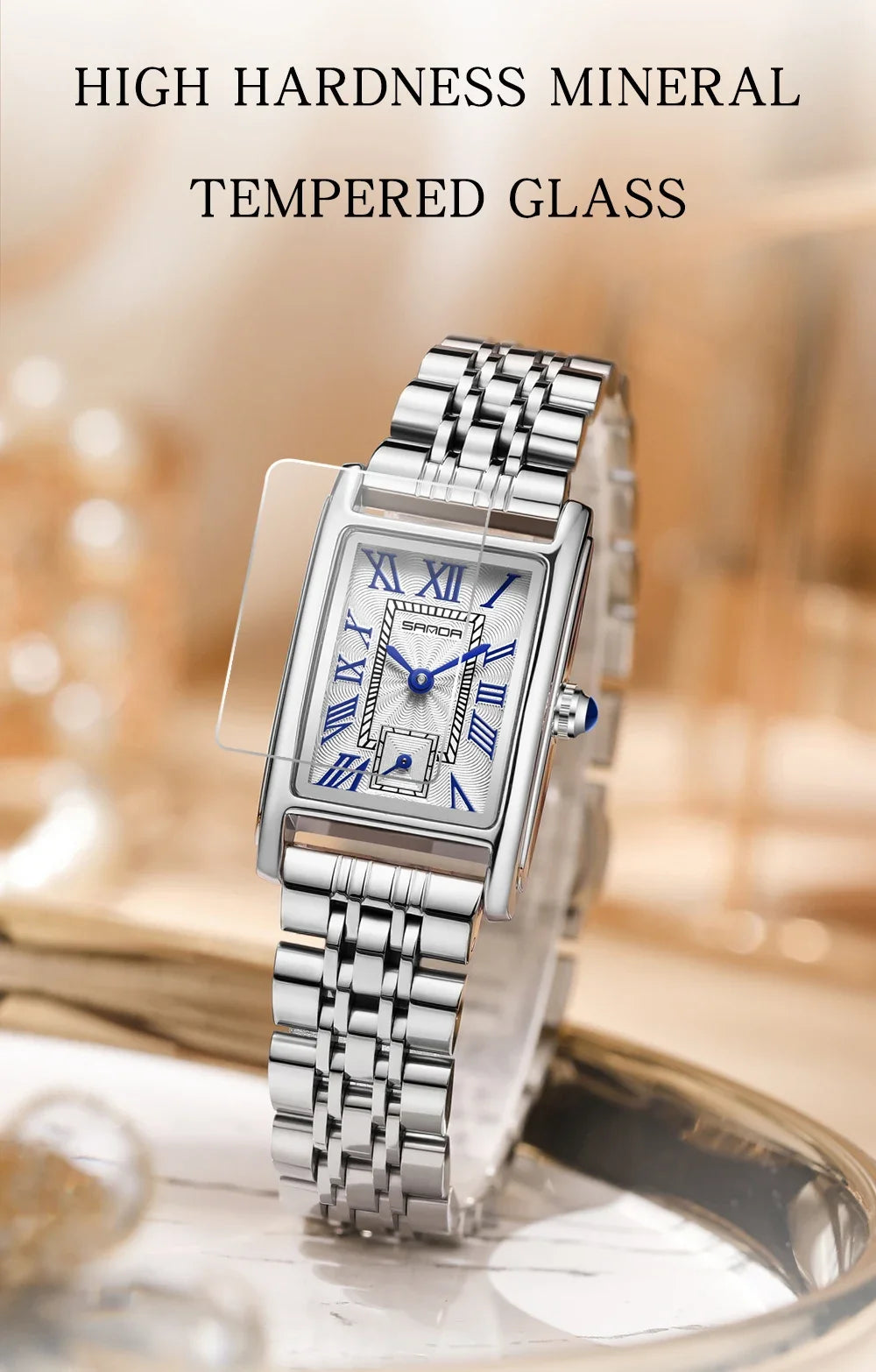 SANDA 1116 Quartz Watch Women Elegant Design Rectangle Dial Watches Waterproof Pointer Leather Business Ladies Wristwatches