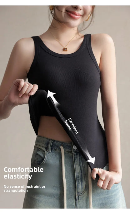 2025 Summer Women Strappy Tank Top Built-in Bra Seamless Wirefree Push Up Y2K Fashion Tube Top Innerwear Outerwear Hot Selling