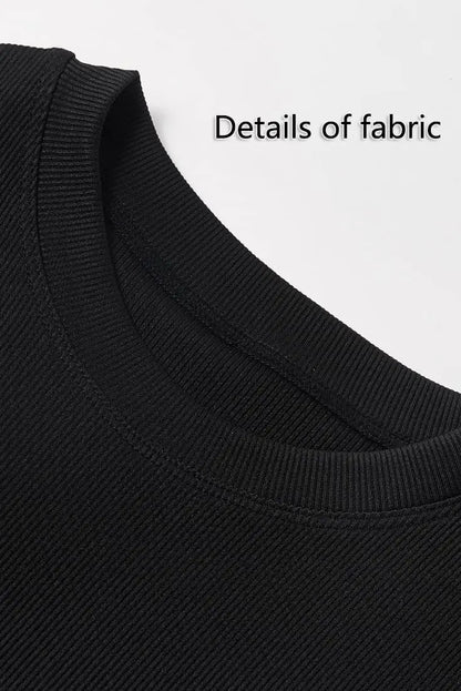 Lounge Wear Ribbed Casual 2 Piece Summer Shorts Set For Women Sleeve Top+Elastic Leggings Outfits