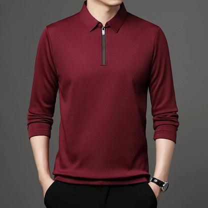 Men's Solid Color Long Sleeved POLO Shirt Casual Fashion Top Badiee Stylez