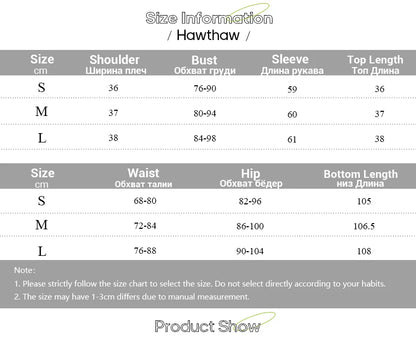Hawthaw Women 2024 Spring Autumn Long Sleeve Crop Tops Long Pants Two Piece Matching Sets Outfits Wholesale Items For Business