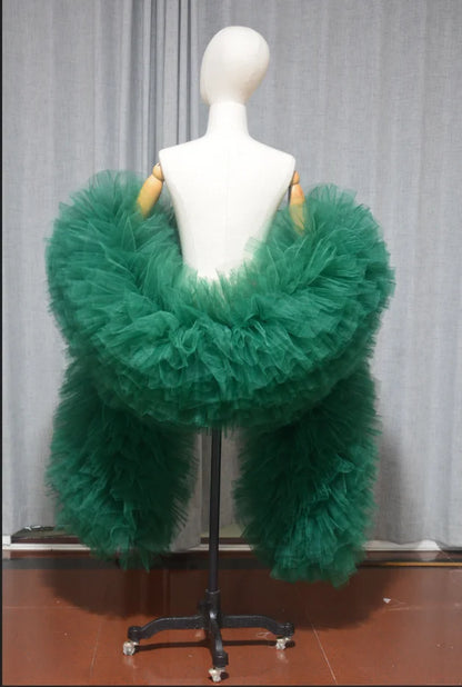 Fashion Stage ball party Club fluffy Ruffle edge tulle boas shawl cape wraps tippet cappa opera cape wedding accessory Badiee Stylez