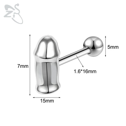 ZS 1 Piece 14G Stainless Steel Tongue Piercing Ring Colorful Butterfly Bone Tongues Stud Punk Skull Snake Body Piercings Jewelry Style 10