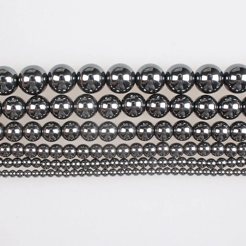 Natural Stone Beads Black Hematite Beads Round Loose Beads 2 3 4 6 8 10 12 14mm For Bracelets Necklace Jewelry Making