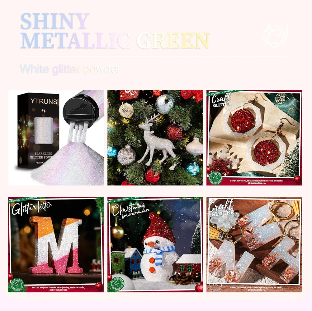 Laser Glitter Powder, 80g, 6 Colors, for Nail Art, Crafts, Candle Making, DIY Projects, Fine Glitter for Precise Designs