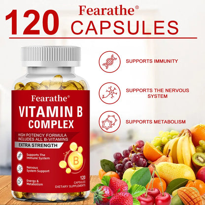 Vitamin B Complex - Supports Memory, Helps Boost Natural Energy, Improves Mood, Benefits Brain and Heart Function