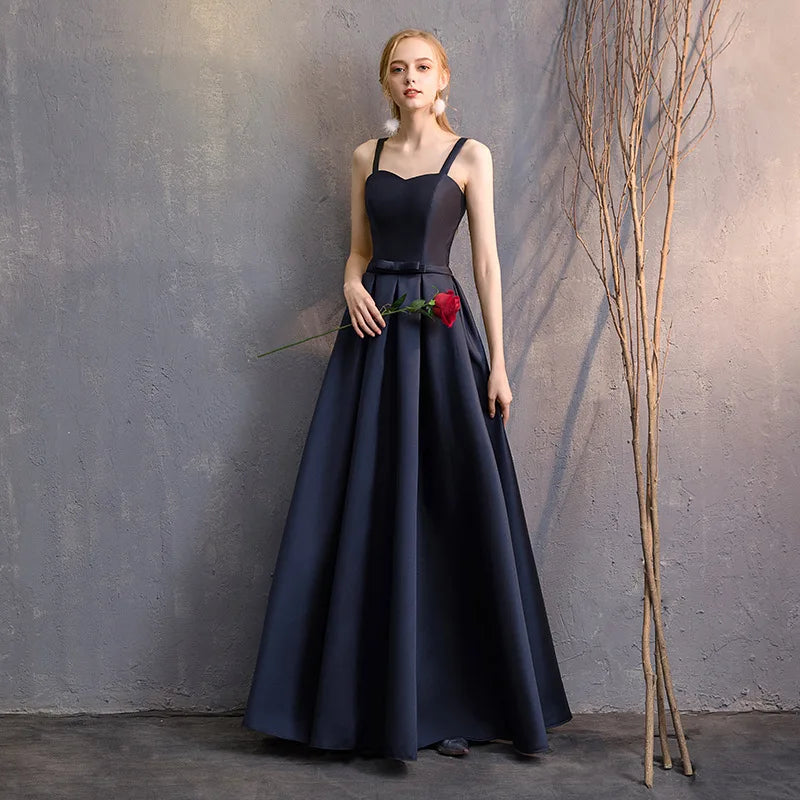 Long Bridesmaid Dress Spring/Summer 2025 New Temperament Satin Bridesmaid Sisters Dress Black Banquet Evening Dress Badiee Stylez