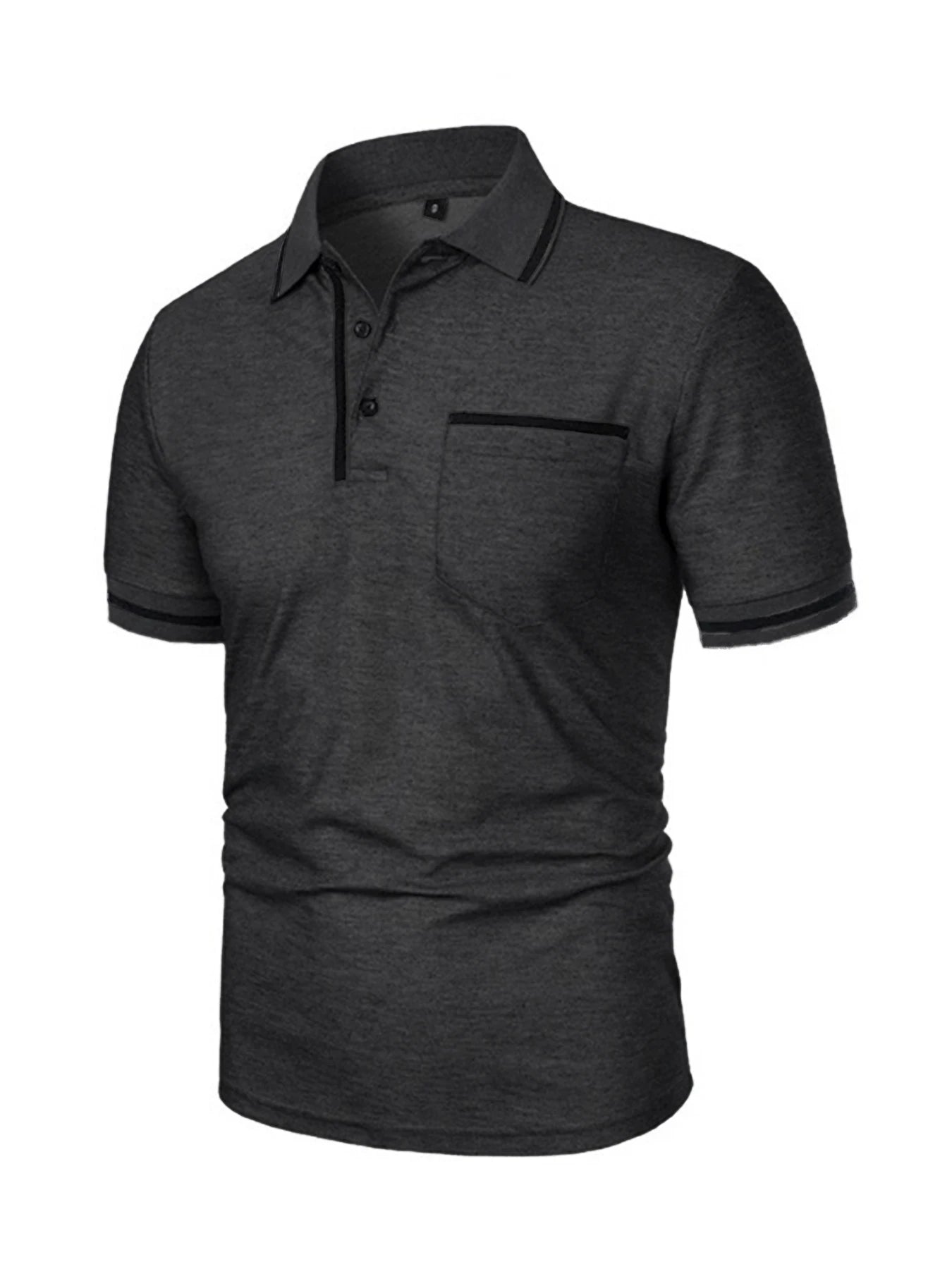 Men's Trendy Short Sleeve Polo - Breathable Casual Top with Pockets