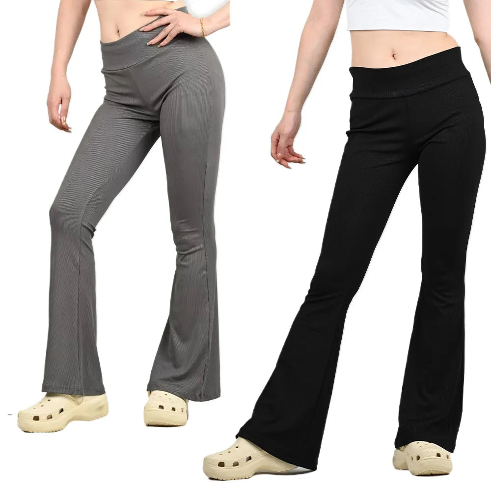 Woman Spring Summer Cinching Hip Lifting Fitness Exercise Elastic Bell Bottom Pants Women Casual Outdoor Running Yoga Pants