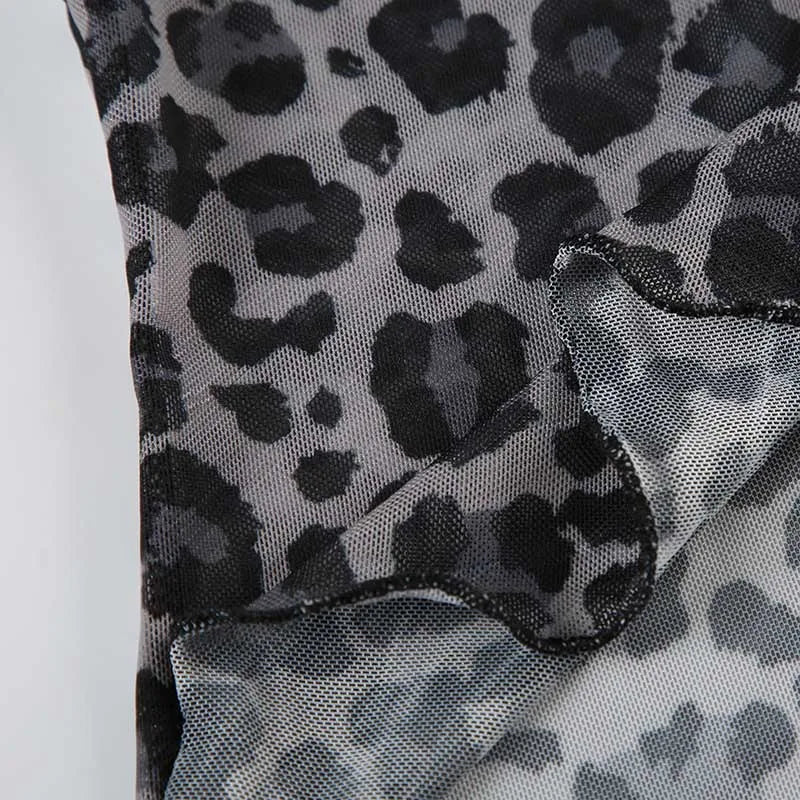 Leopard Mesh Crop Top y2k Bow Velvet Patchwork See Through Mini Vest Grunge Korean Vintage Camisole Lace Frill Tanks