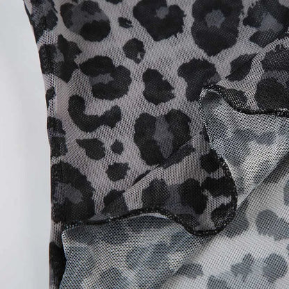 Leopard Mesh Crop Top y2k Bow Velvet Patchwork See Through Mini Vest Grunge Korean Vintage Camisole Lace Frill Tanks