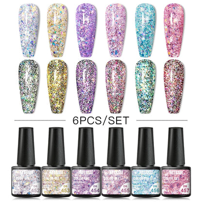 10PCS/Set Gel Nail Polish Set 125 Colors Glitter Semi Permanent Hybrid Gel Varnishes Base Top Coat Soak Off UV LED Nail Art Gel