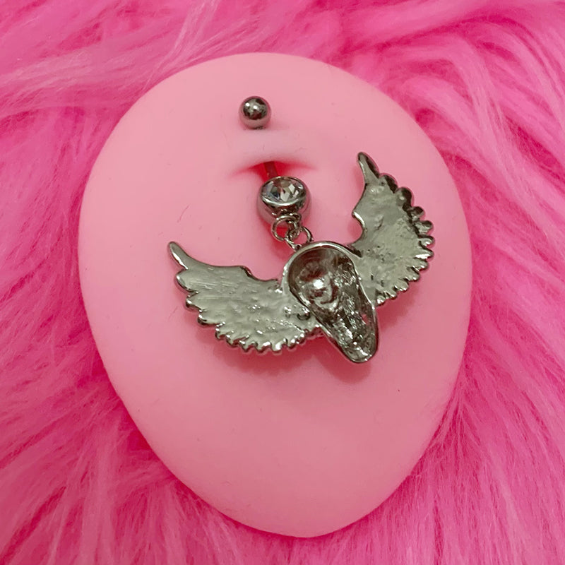 Goth Aesthetic Accessories Wings Skull Belly Button Rings Fashion Crystal Bat Heart Skeleton Belly Ring Belly Piercing Jewelry