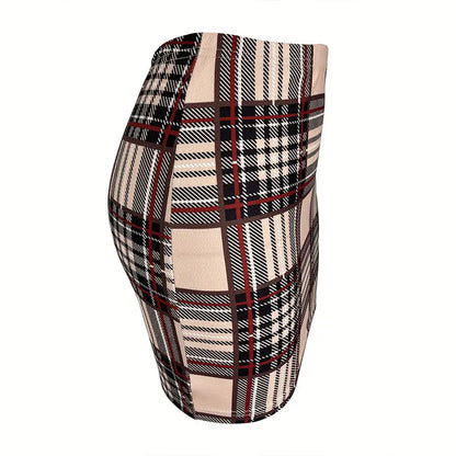 Plaid Skirt Sexy Micro Skirt Offiece Lady Red Green Elegant Pencil Mini Skirts Streetwear High Waist Lady Short Skirt for Women