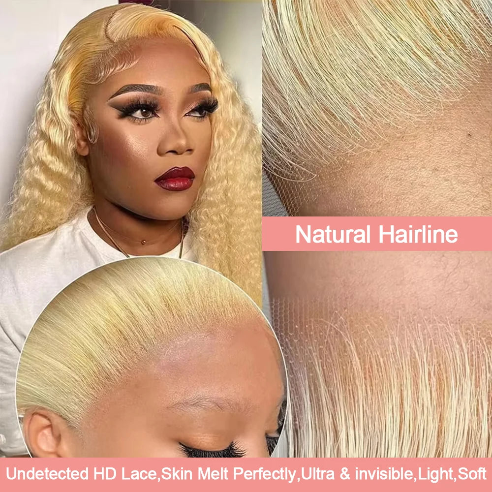 613 Blonde HD Lace Frontal Wig 13x4 13×6 Deep Wave Lace Front Human Hair Wig Colored Curly Wigs Water Wave Wigs For Women ﻿ ﻿ Badiee Stylez