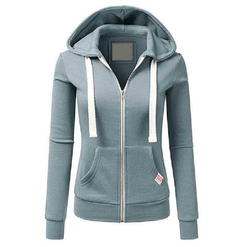 2024 Autumn/Winter New Women's Personalized Fashion Sports Hoodie Long Sleeve Drawstring Pocket Zipper Coat Woolen Sweater Top Badiee Stylez