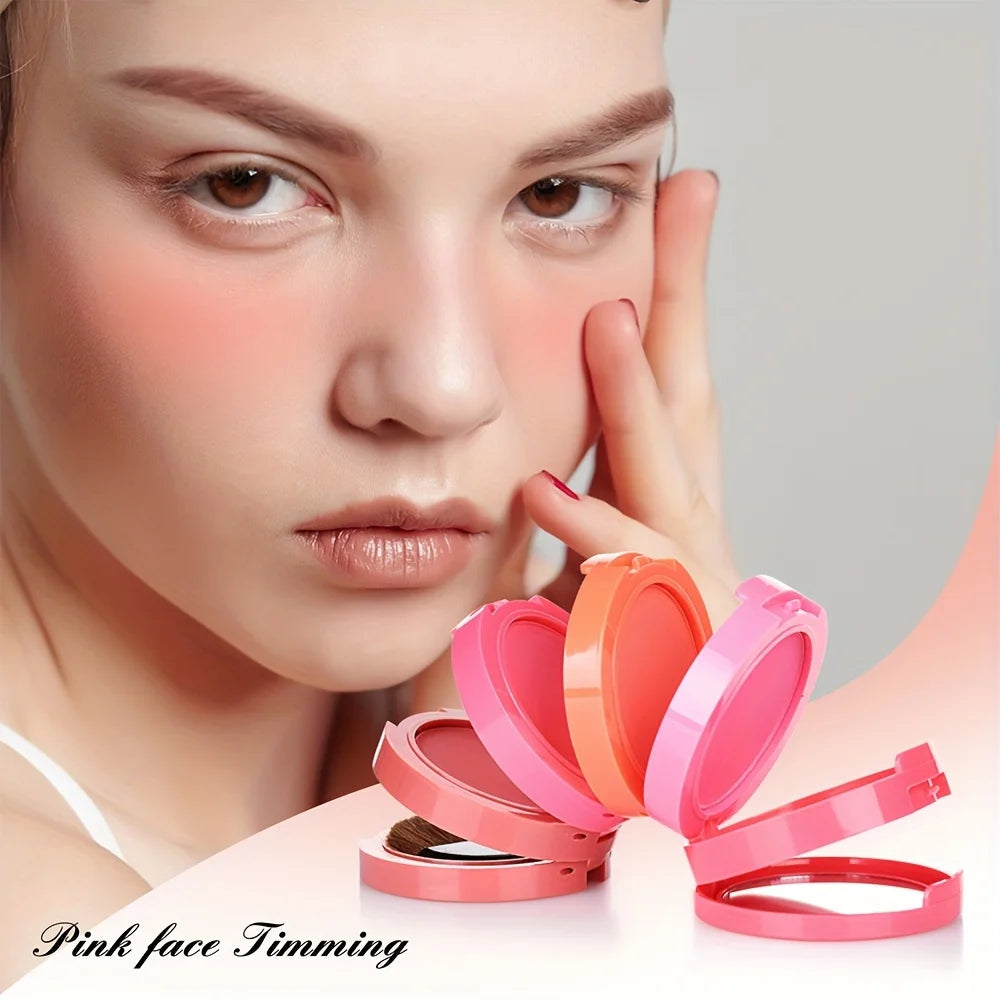 Multi-layer 5 Colors Blusher Compact Powder Makeup - Facial Base Foundation Pressed Powder Cheek Cosmetics with Brush