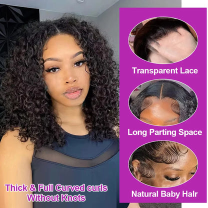 Short Bob Deep Wave Lace Frontal Wig PrePlucked 13x4 13x6 Lace Front Wig Peruvian Curly Human Hair Bob Wigs For Women and Girls Badiee Stylez