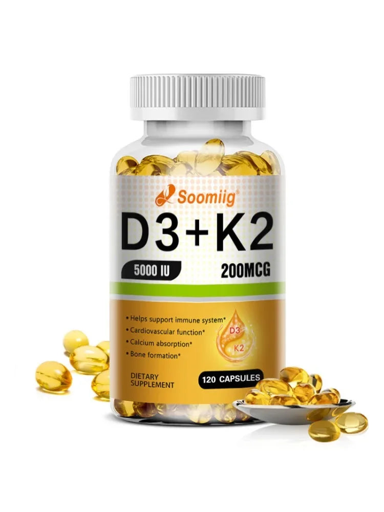 Vitamin K2, D3 Supplement To Help Support The Immune System and Improve The Body's Absorption of Calcium 120 Capsules
