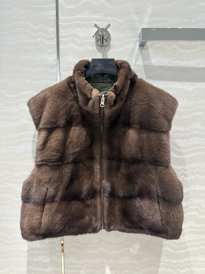 Autumn-winter luxurious short mink zippered vest Badiee Stylez