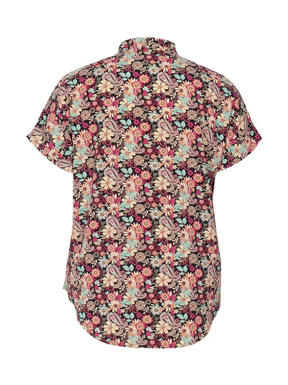 Plus Size 2024 Summer New Women's Floral T Shirt Loose Casual High Neck Summer Best Choice
