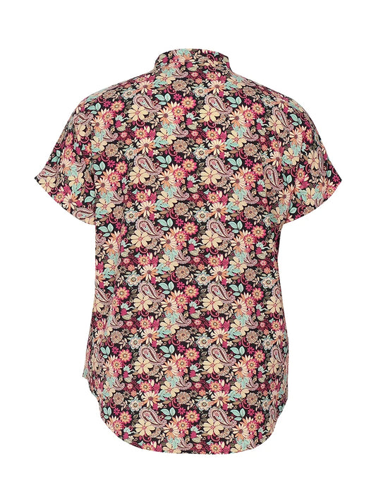 Plus Size 2024 Summer New Women's Floral T Shirt Loose Casual High Neck Summer Best Choice