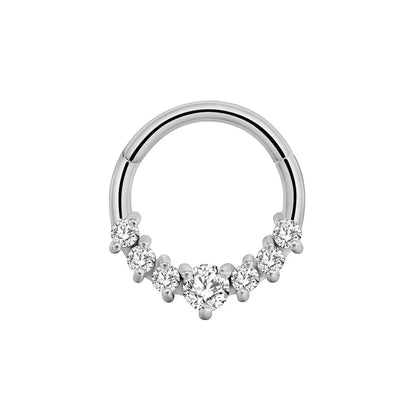 Flower Moon Heart Waterdrop Septum Piercing Daith Conch Tragus Hoop Earring Clicker Segment Nose Ring 316L Surgical Steel 16G K-Silver Color